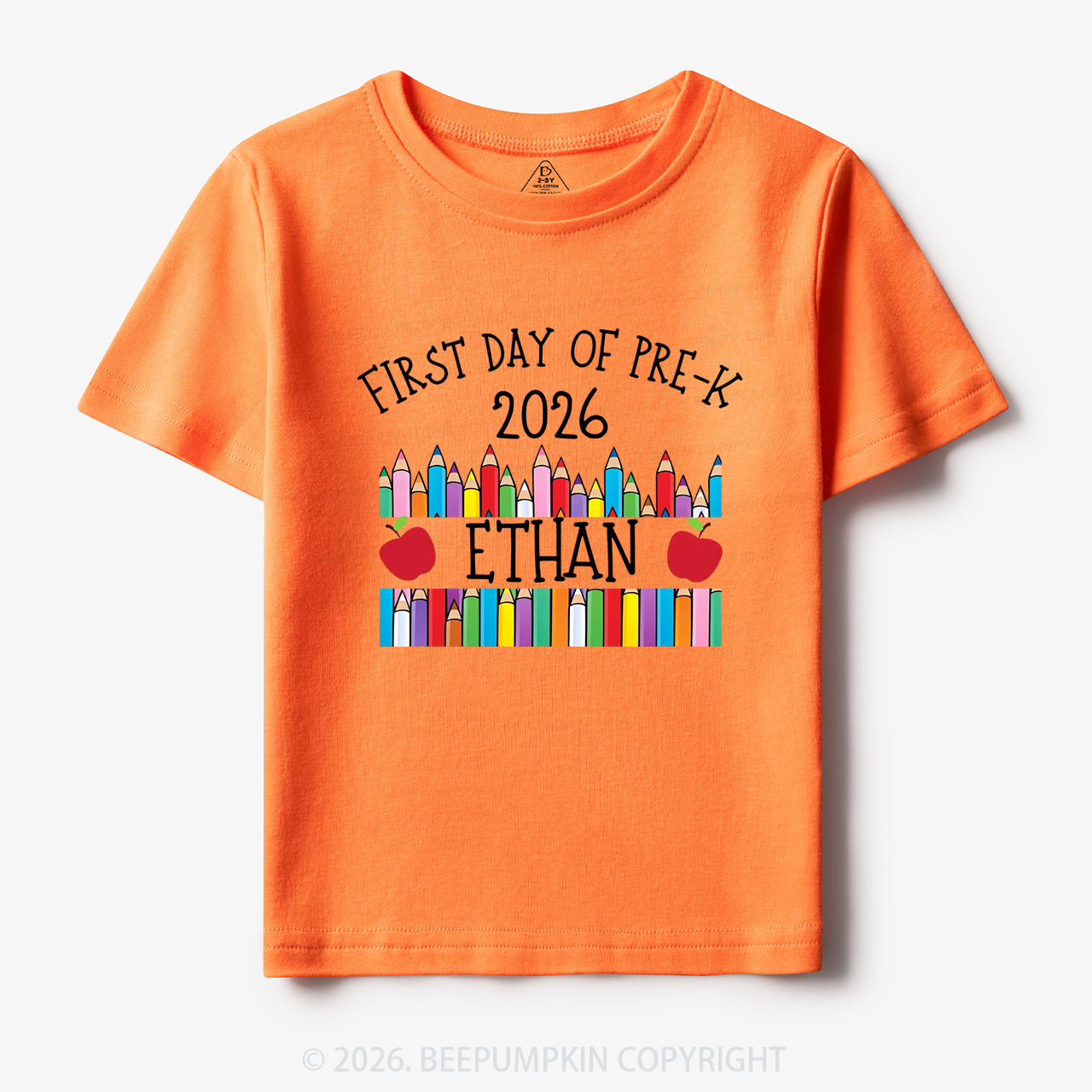 Personalized First Day Of Pre-K Crayon Toddler&Kid's Tees