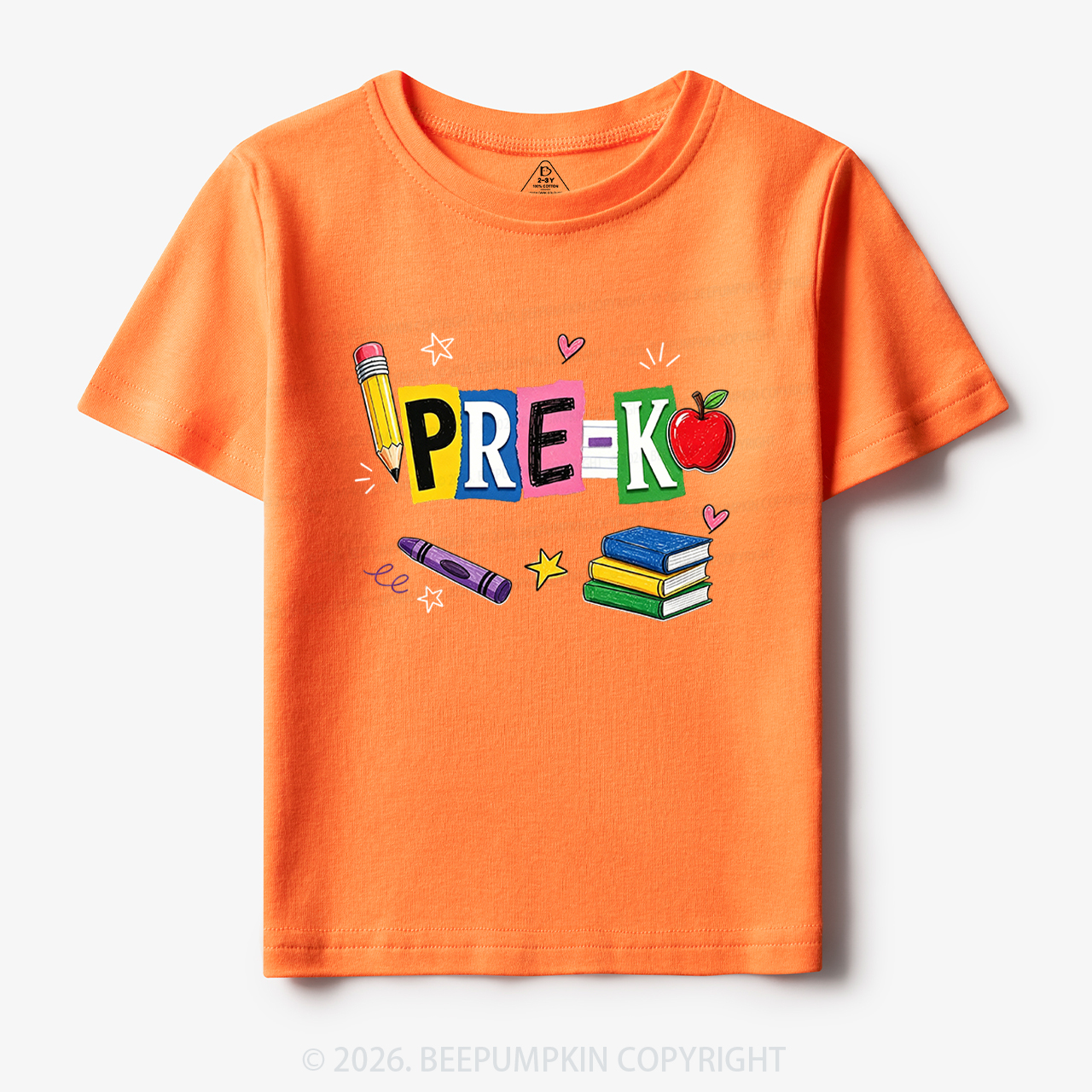 Personalized Colorful Bright School Vibes Doodle Toddler&Kid's Tees