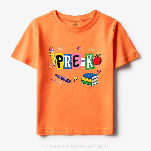 Personalized Colorful Bright School Vibes Doodle Toddler&Kid's Tees