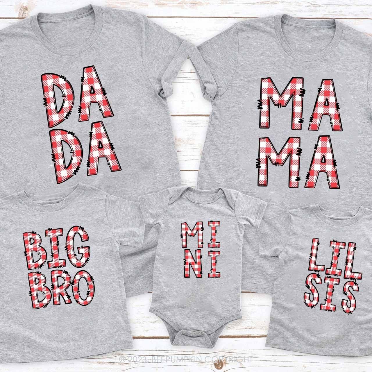 Personalized Christmas Plaid Name Matching Family Shirts Beepumpkin