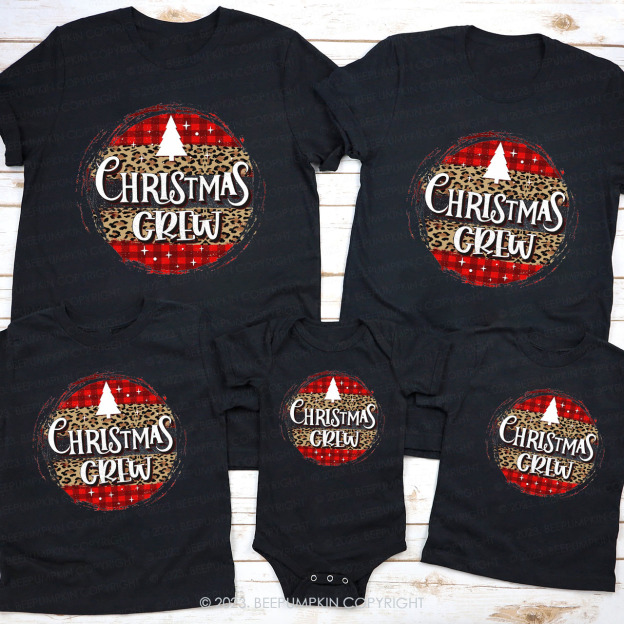 Christmas Crew Leopard Style Family Matching Shirts Beepumpkin
