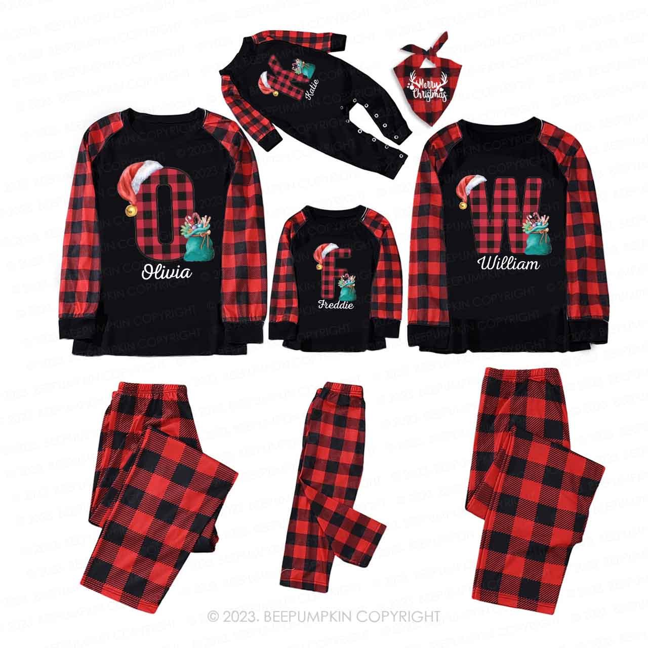 Funny Monogrammed Christmas Family Matching Pajamas Beepumpkin