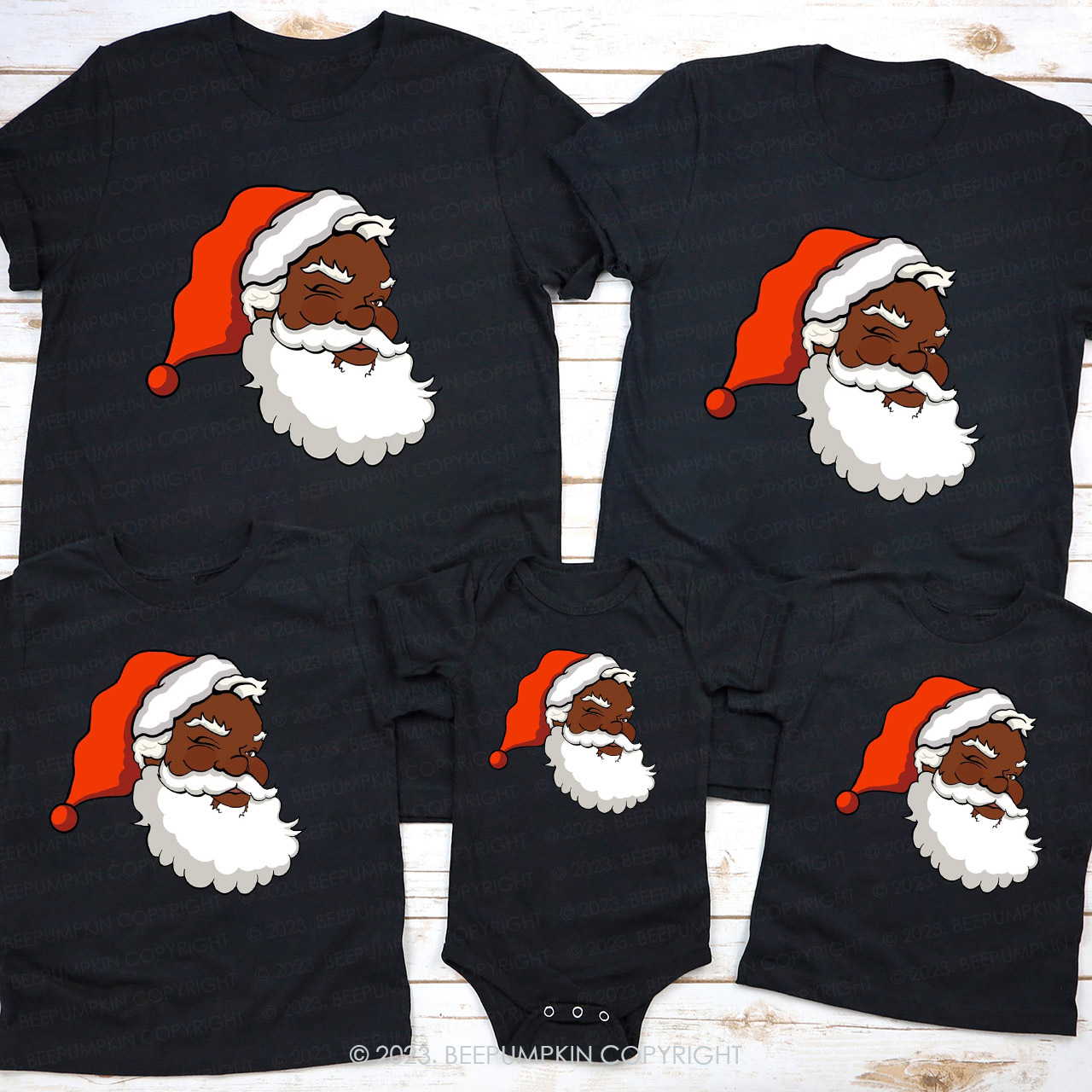 Santa African American Family Matching Christmas Shirts Beepumpkin