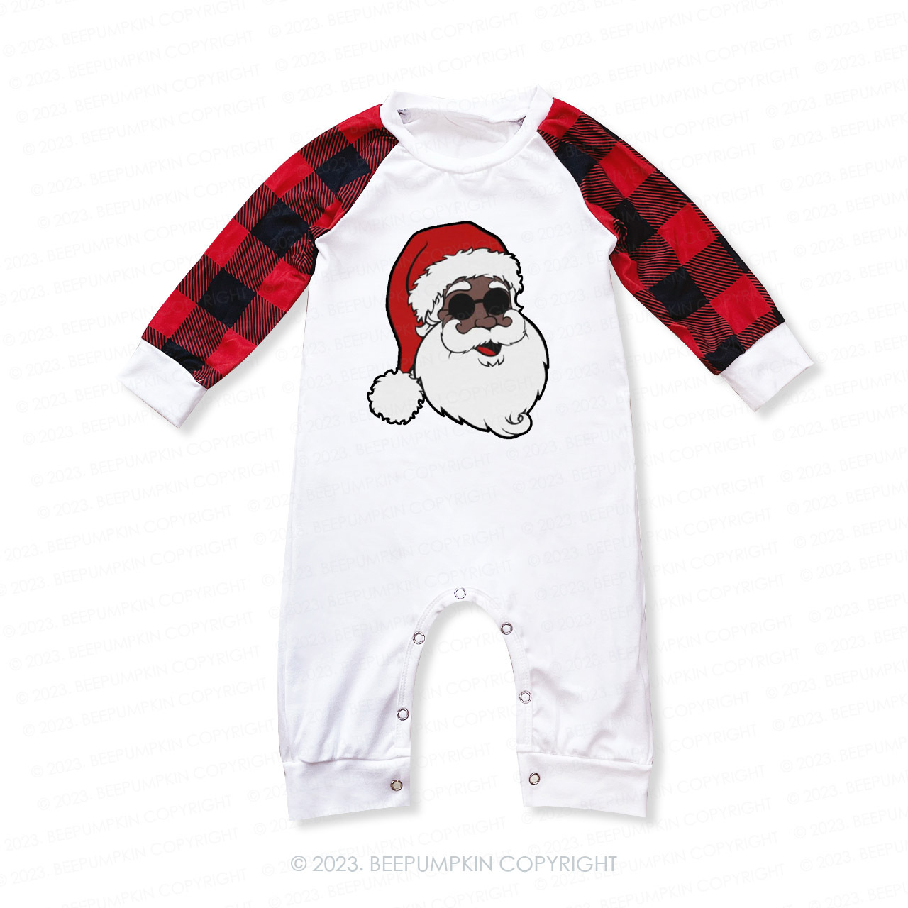 Black Santa With Black Sunglasses Family Christmas Pajamas Beepumpkin