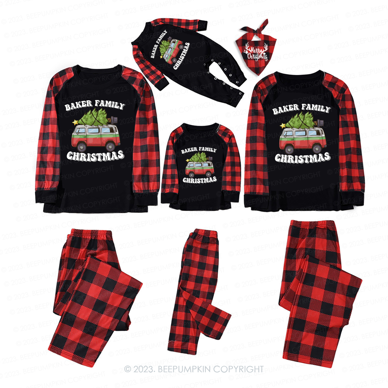 Custom Hippie Retro Christmas Matching Pajamas For Family Beepumpkin