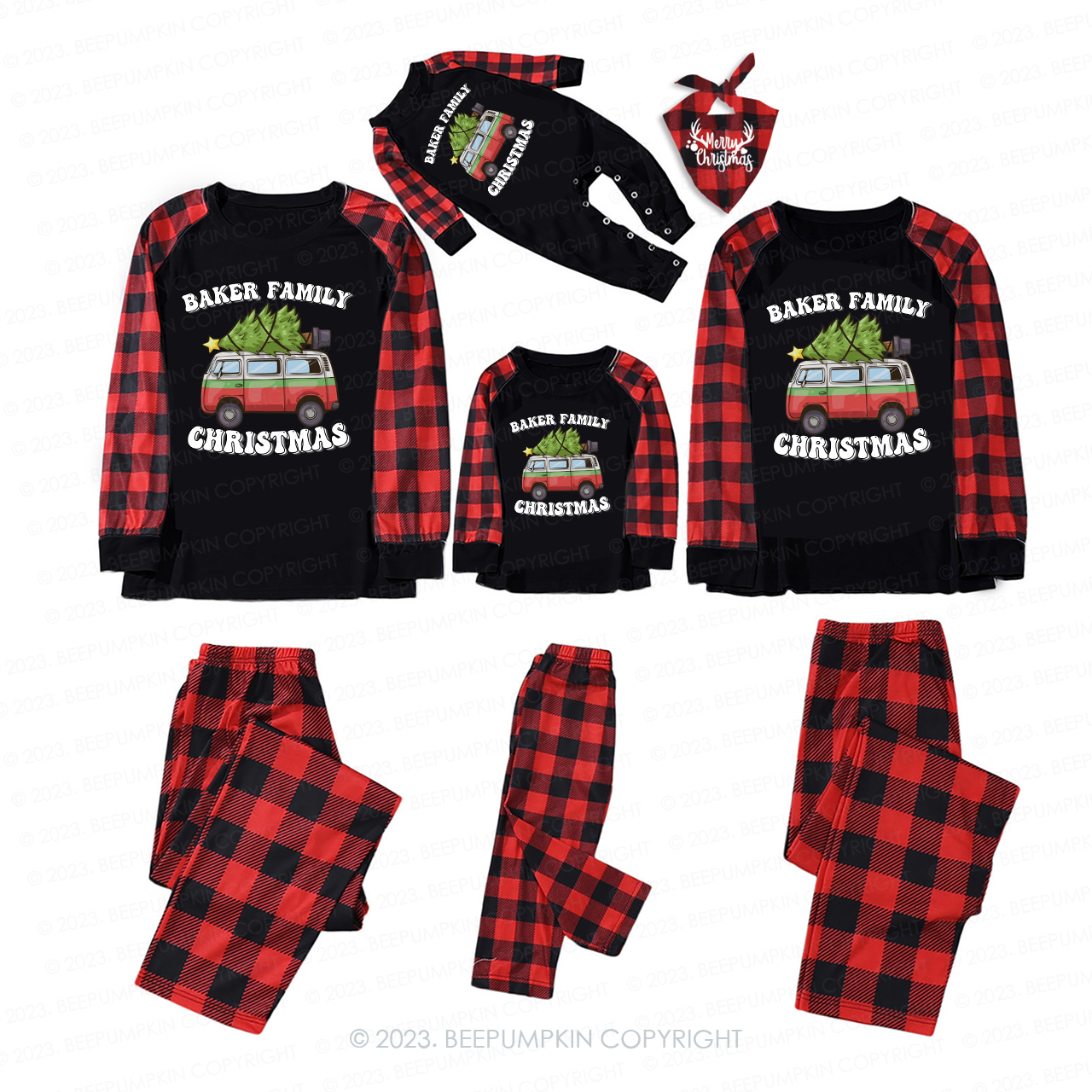 Custom Hippie Retro Christmas Matching Pajamas For Family Beepumpkin Sale-Beepumpkin™