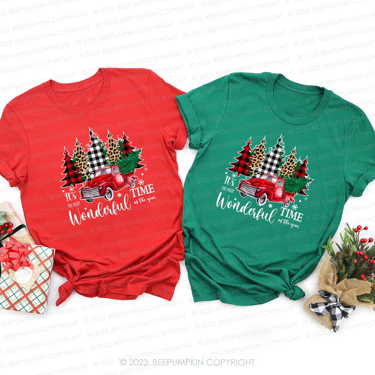 Christmas Vintage Red Truck Shirts For Family Beepumpkin