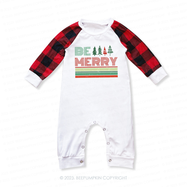 Vintage Be Merry Holiday Matching Pajamas For Family Beepumpkin