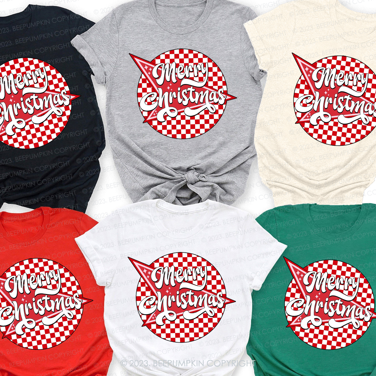 Retro Merry Christmas Matching Tees For Family Beepumpkin