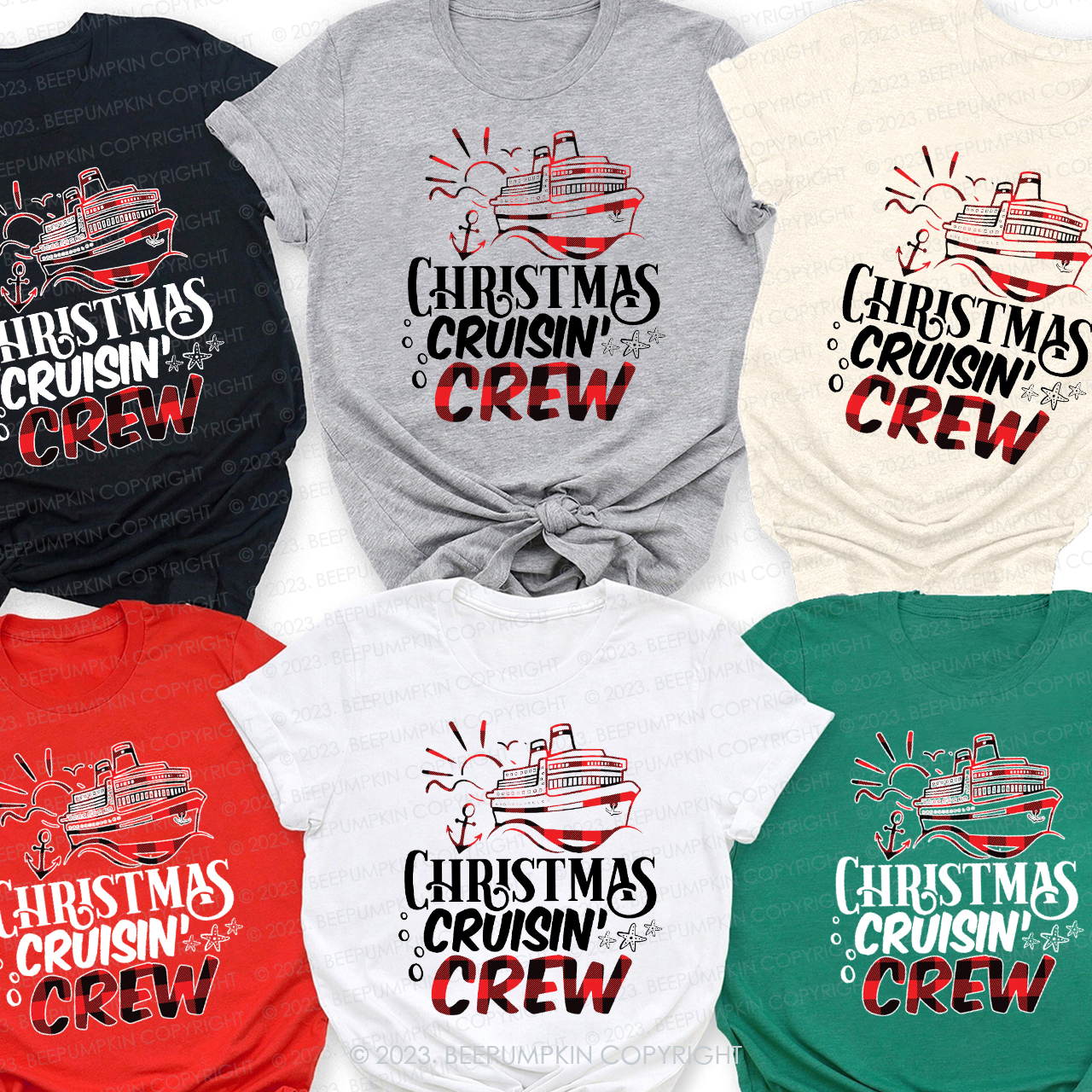 Christmas Cruise Buffalo Plaid Matching Tees For Family Beepumpkin