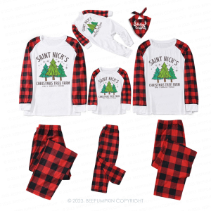 Image of Saint Nick's Christmas Tree Farm Matching Pajamas For Family Beepumpkin