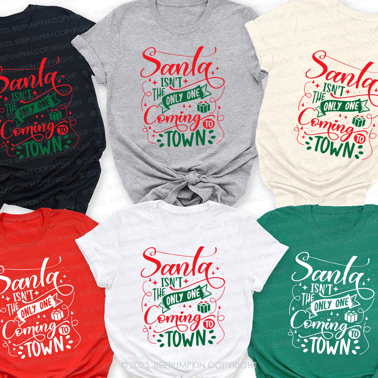 Santa Coming Town not Lonely Matching Tees For Family Beepumpkin