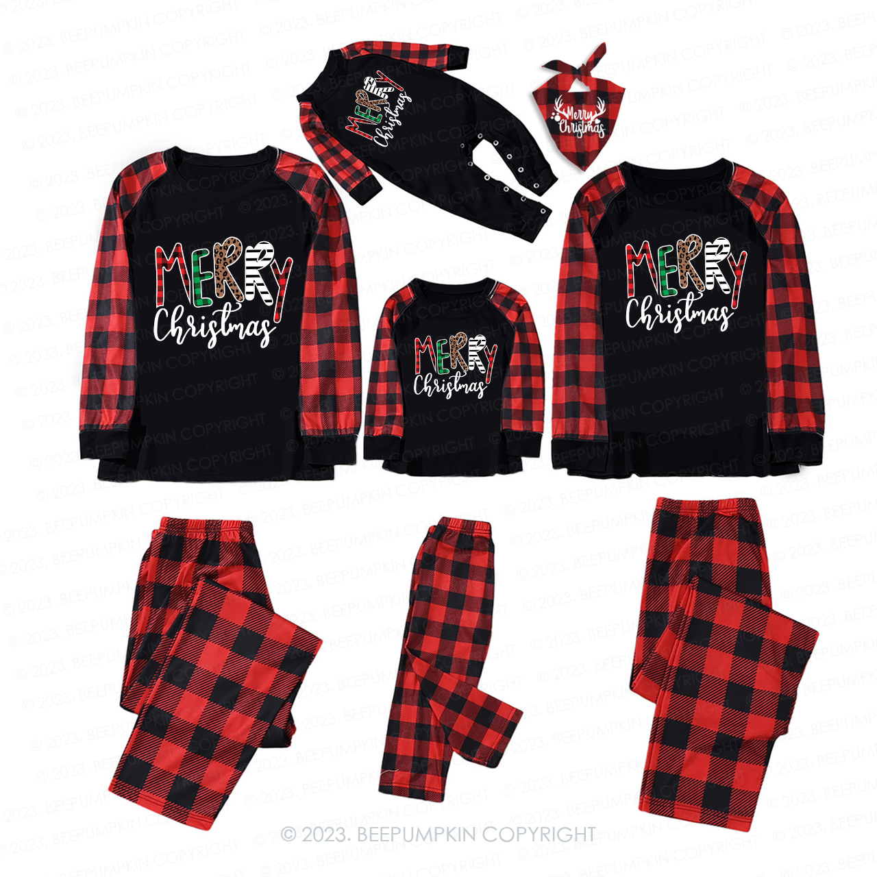 Merry Christmas Buffalo Plaid Matching Pajamas For Family Beepumpkin