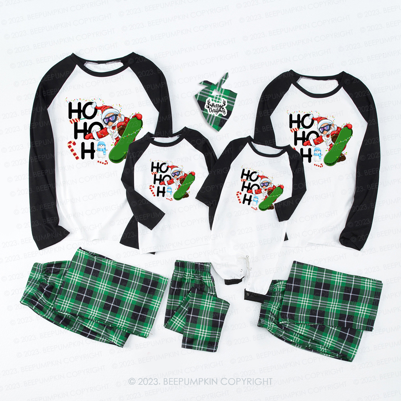 Hohoh Santa Claus Skiing Matching Pajamas For Family Beepumpkin