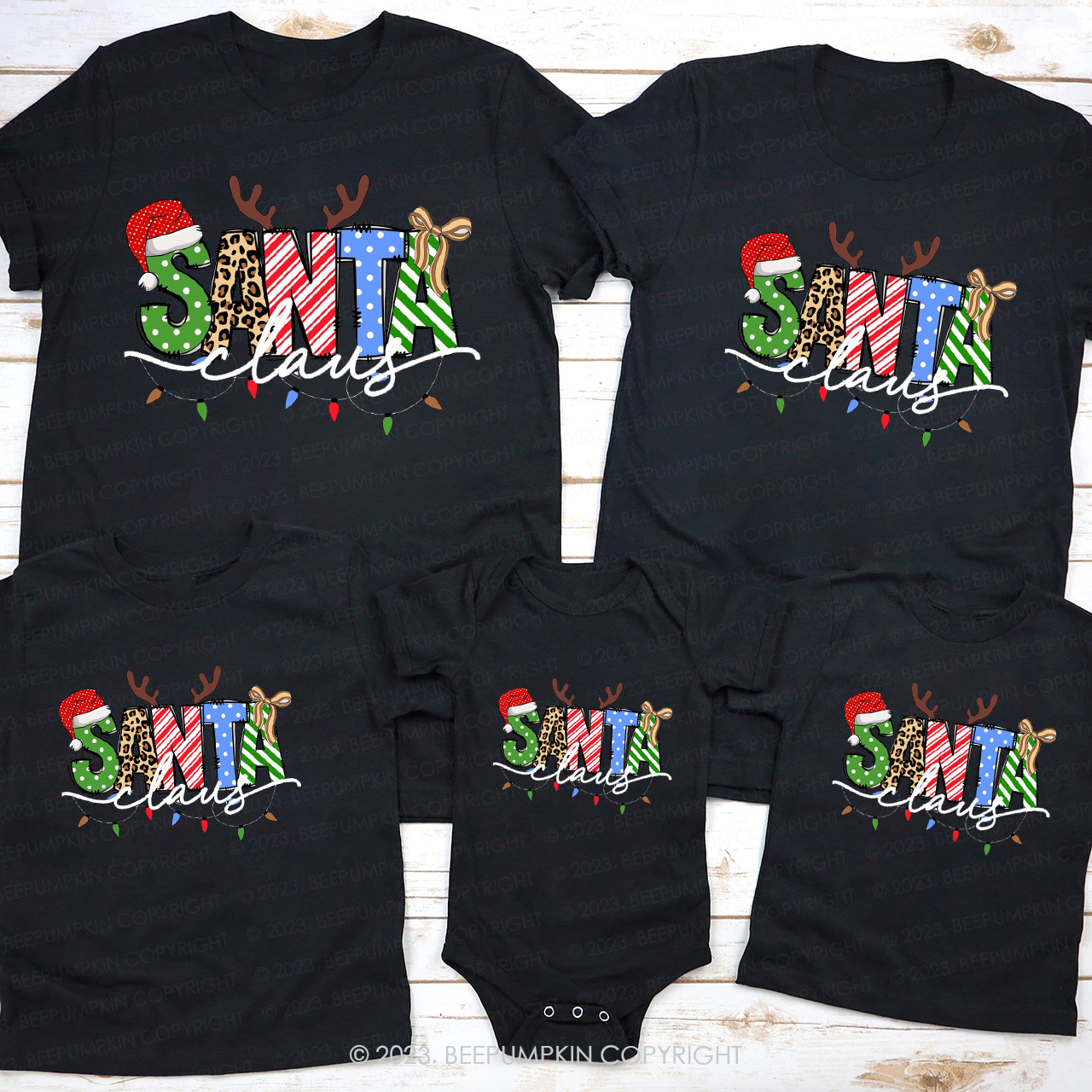 Santa Claus Lost Antlers Family Matching Tees Beepumpkin