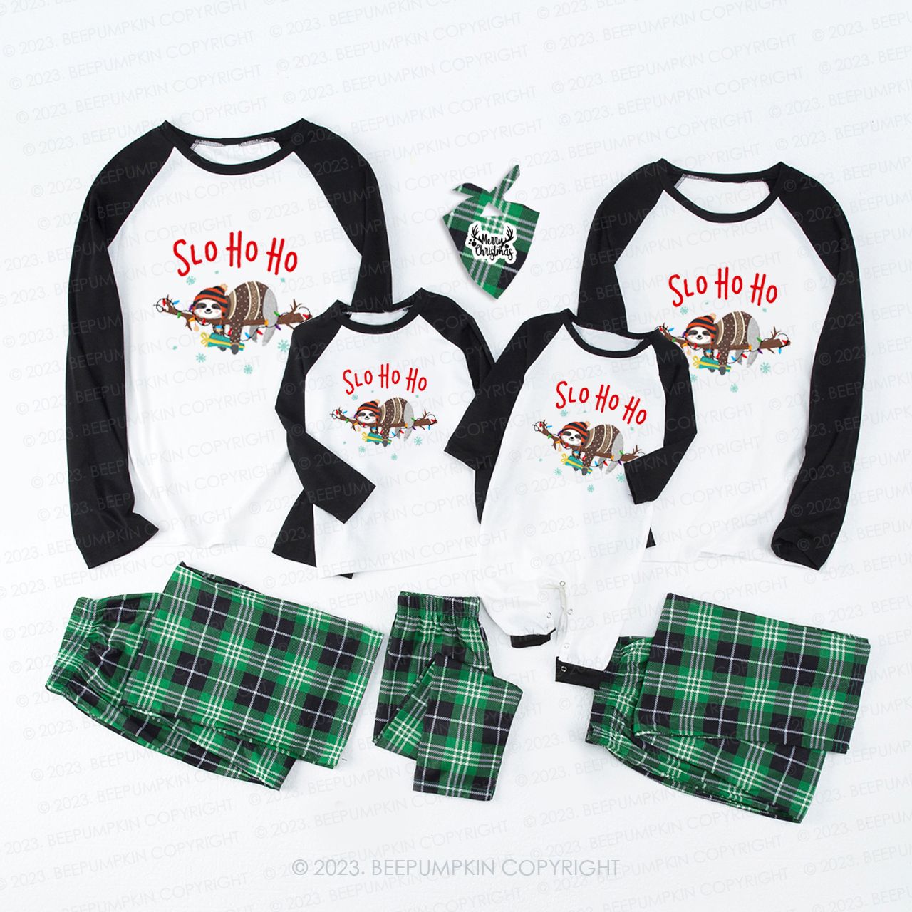 Slo Ho Ho Christmas Sloth Lover Family Matching Pajamas Beepumpkin Sale-Beepumpkin™