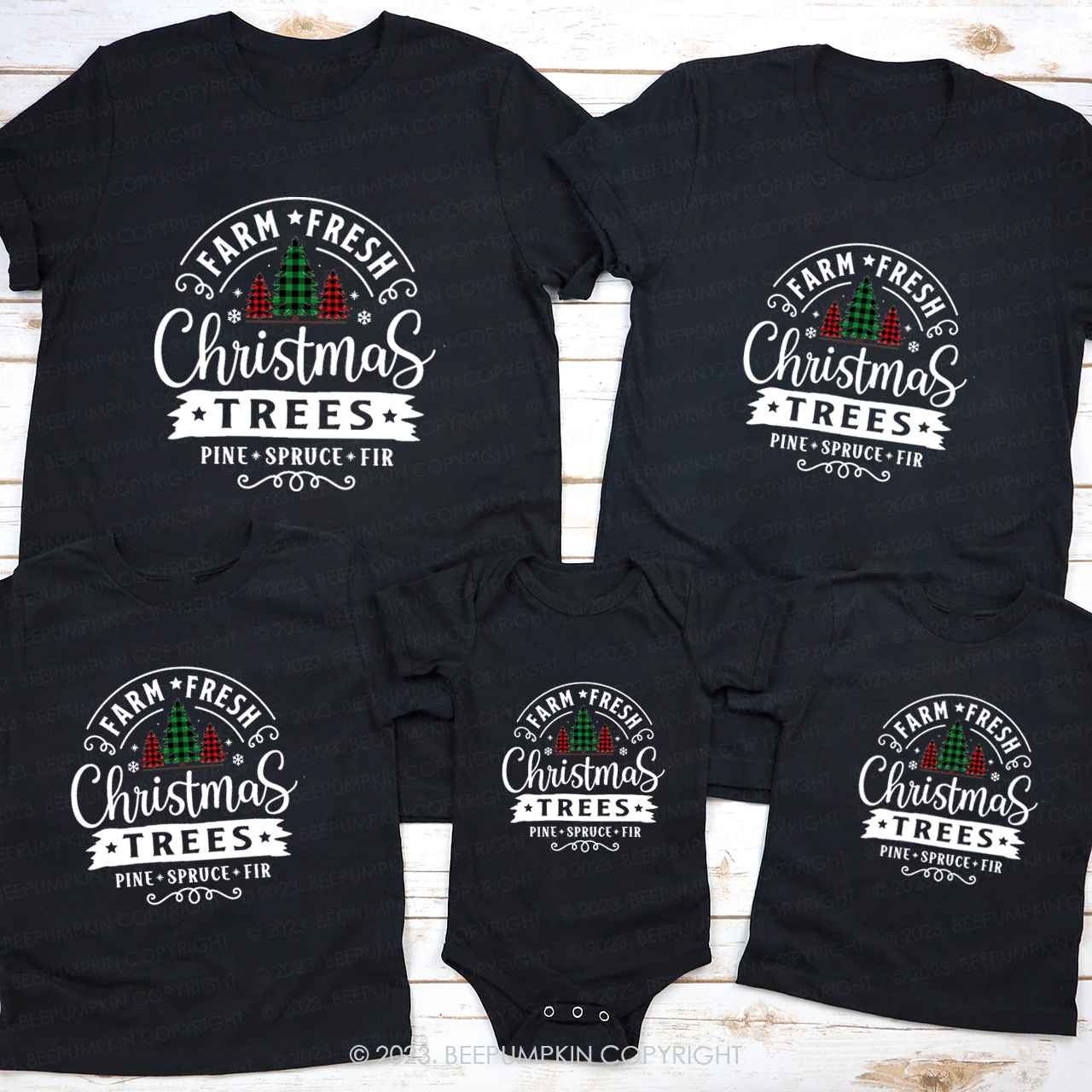 Farm Fresh Christmas Trees Family Matching Shirts Beepumpkin