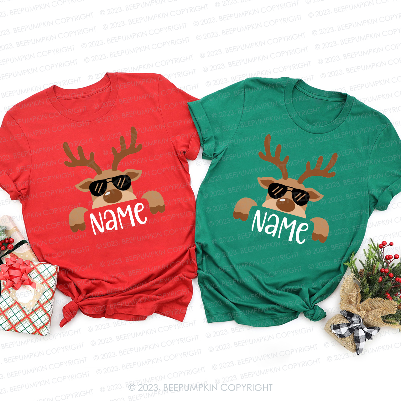 Personalized Cute and Funny Moose Christmas Family Matching Shirts Beepumpkin