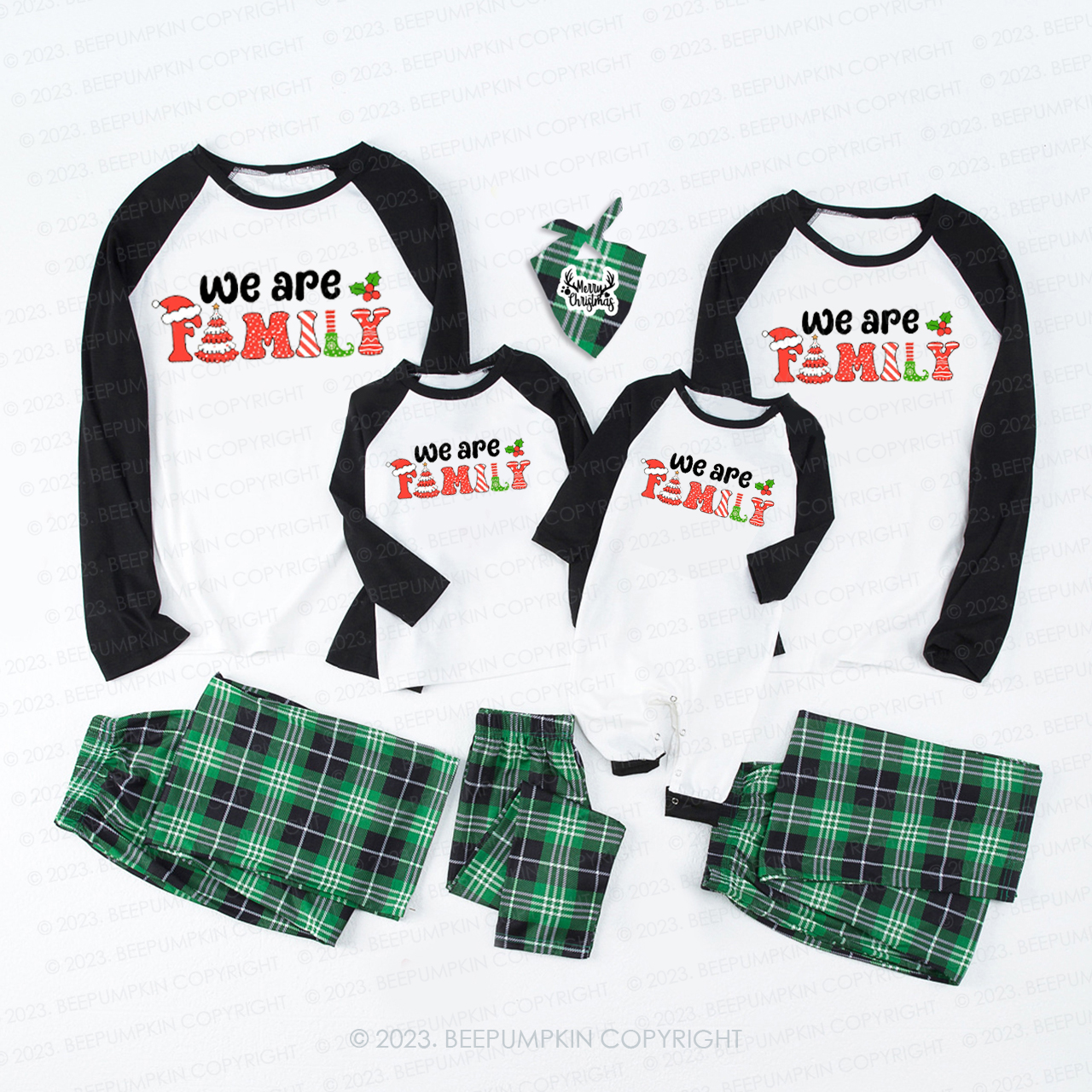 Christmas We are Family Cute Font Matching Pajamas Beepumpkin
