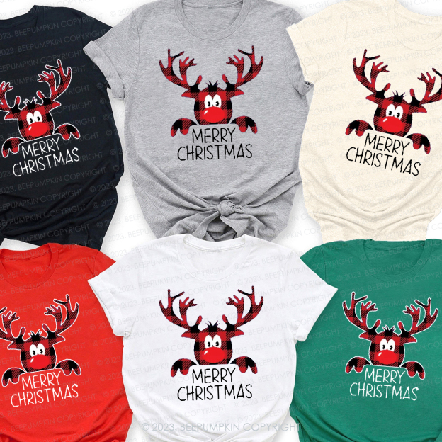Moose Buffalo Plaid Family Christmas Matching Shirts Beepumpkin