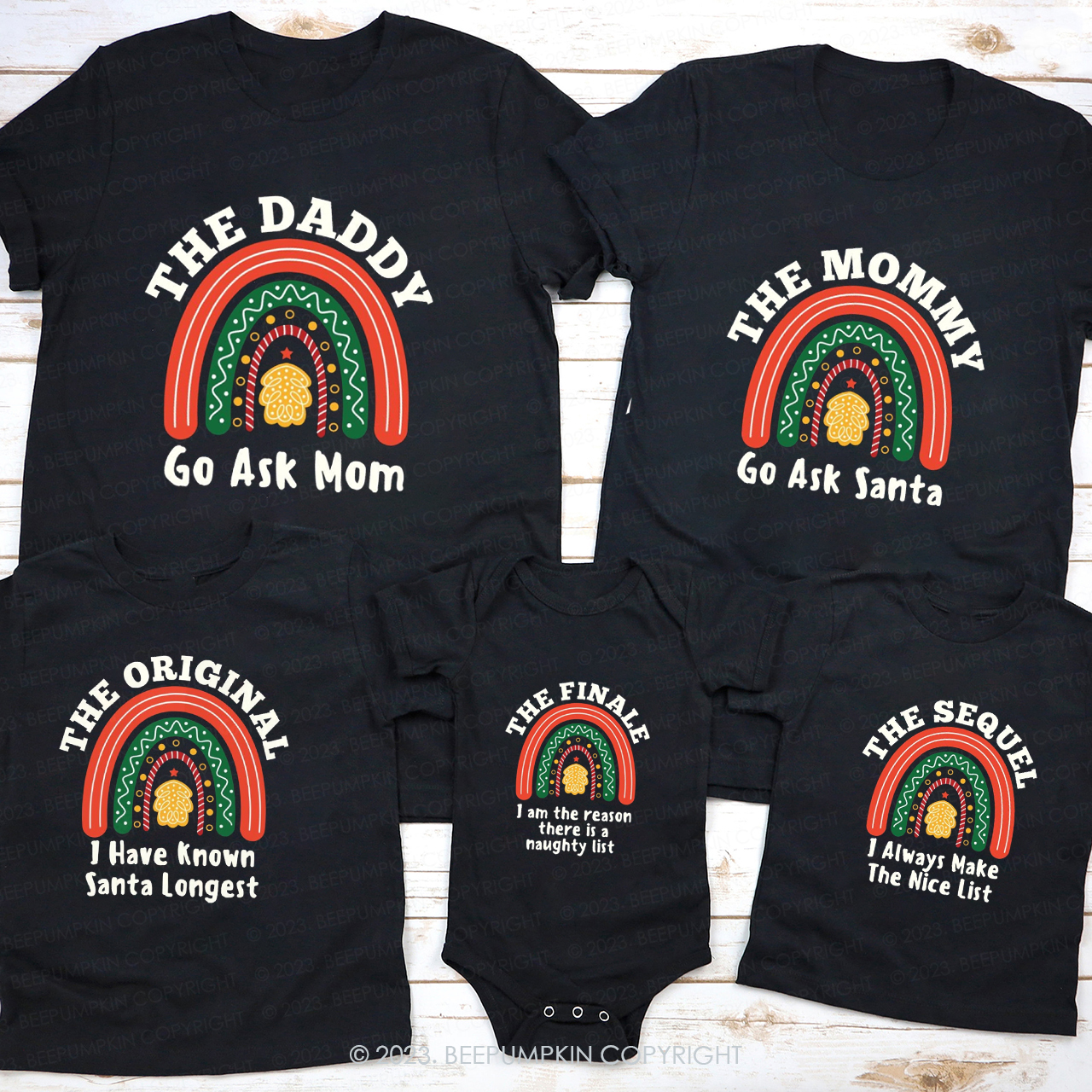 Personalized Christmas Colorful Rainbow Bridge Family Matching Shirts Beepumpkin