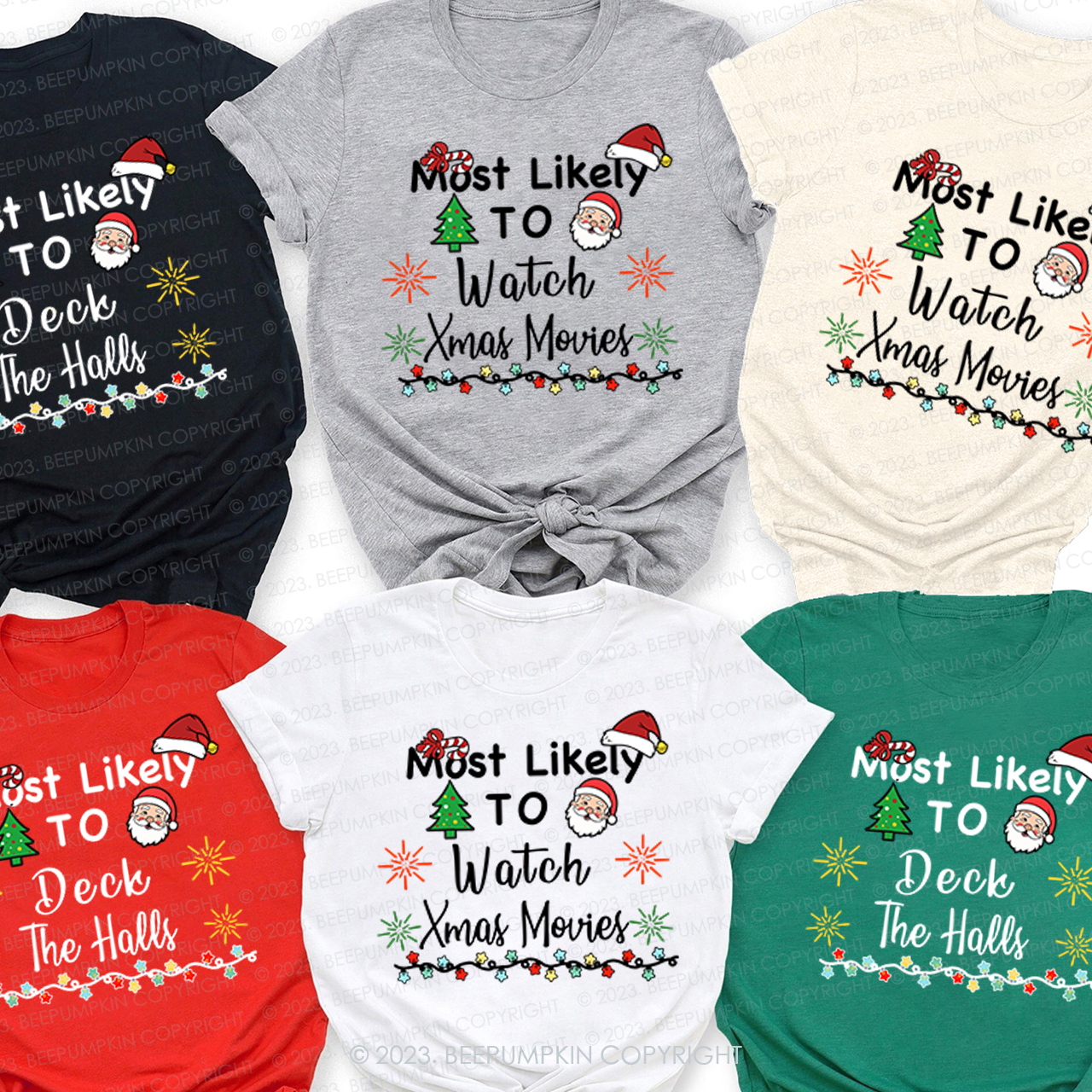 Most Likely To Cute Santa Family Party Matching Tees Beepumpkin