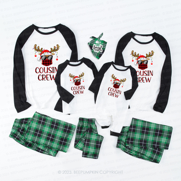 Cousin Crew Christmas Elk with Sunglasses Family Matching Pajamas Beepumpkin