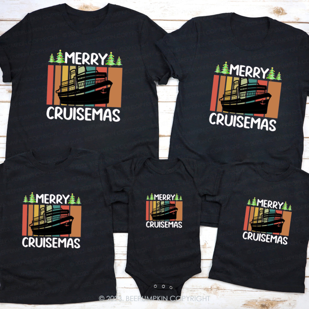 Cruise ship to Christmas Family Matching Tees Beepumpkin