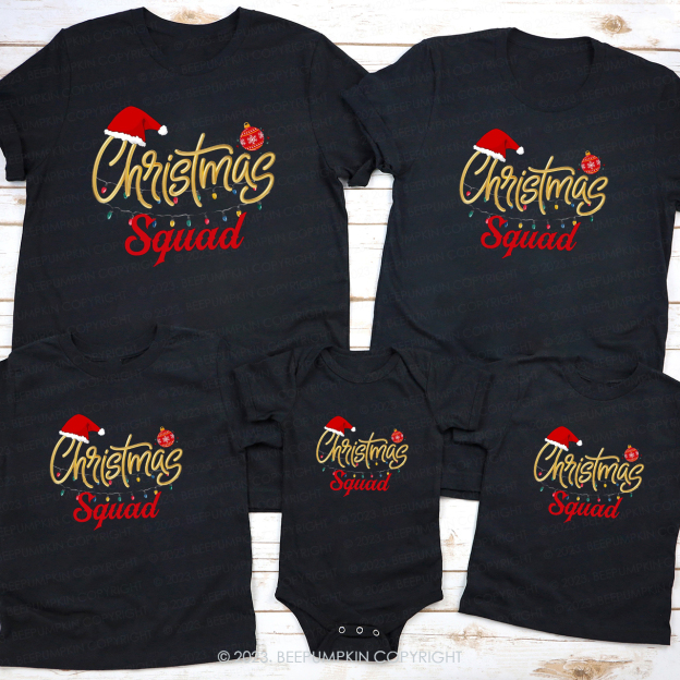 Golden Romantic Christmas Squad Family T-Shirts Beepumpkin