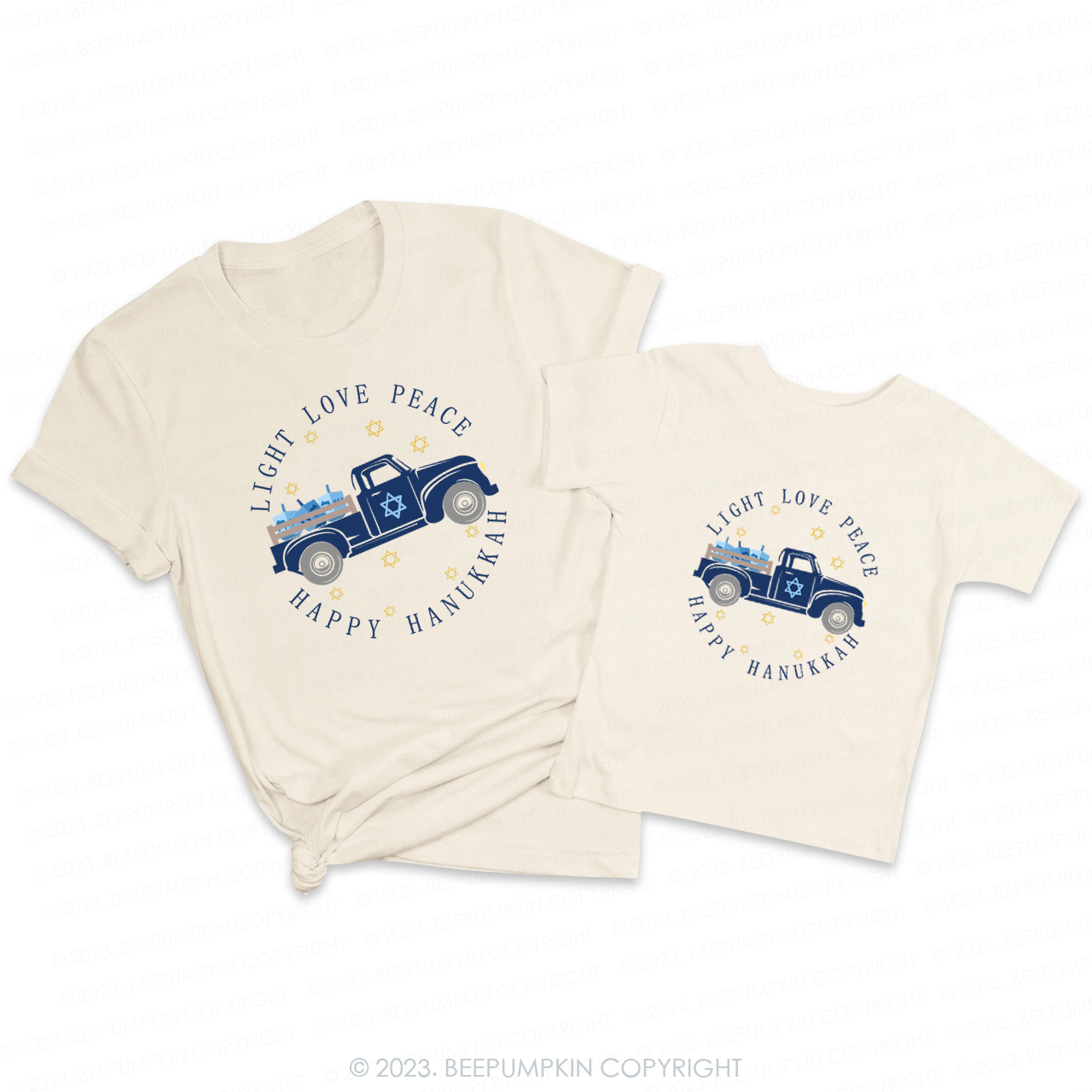 Hanukkah Dreidels Light Love Peace Family T-Shirts Beepumpkin