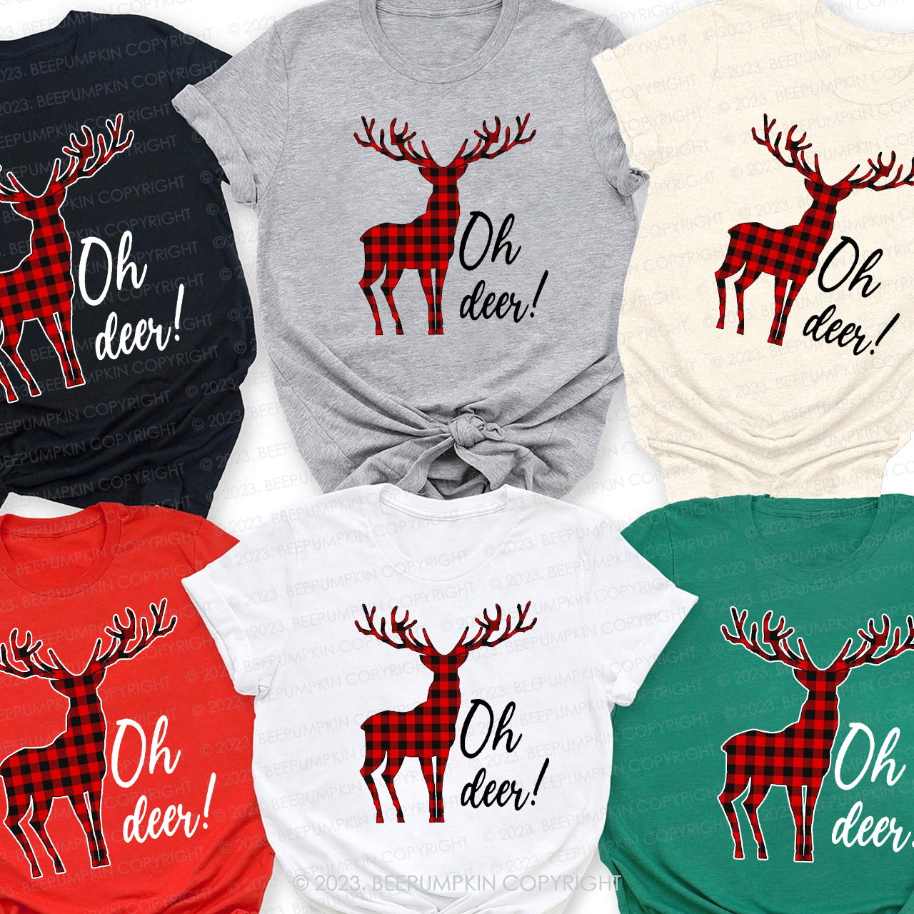 Oh Deer Funny Christmas Family Matching Tees Beepumpkin
