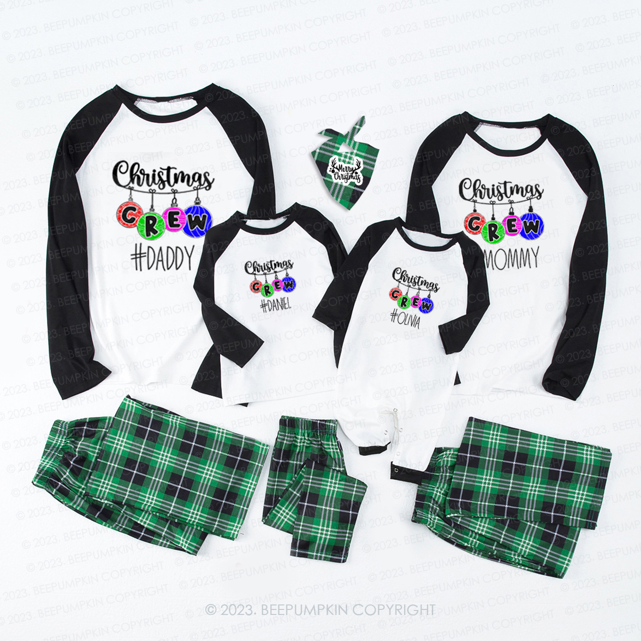 Custom Christmas Crew Lanterns Family Gifts Matching Pajamas
