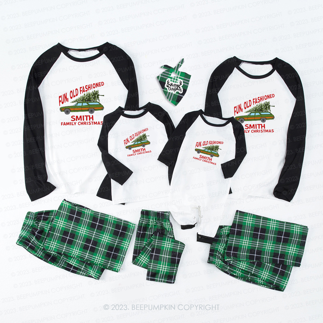 Custom Truck Tree Fun Old Fashioned Family Christmas Pajamas