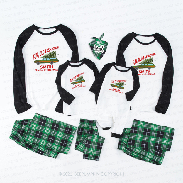 Custom Truck Tree Fun Old Fashioned Family Christmas Pajamas