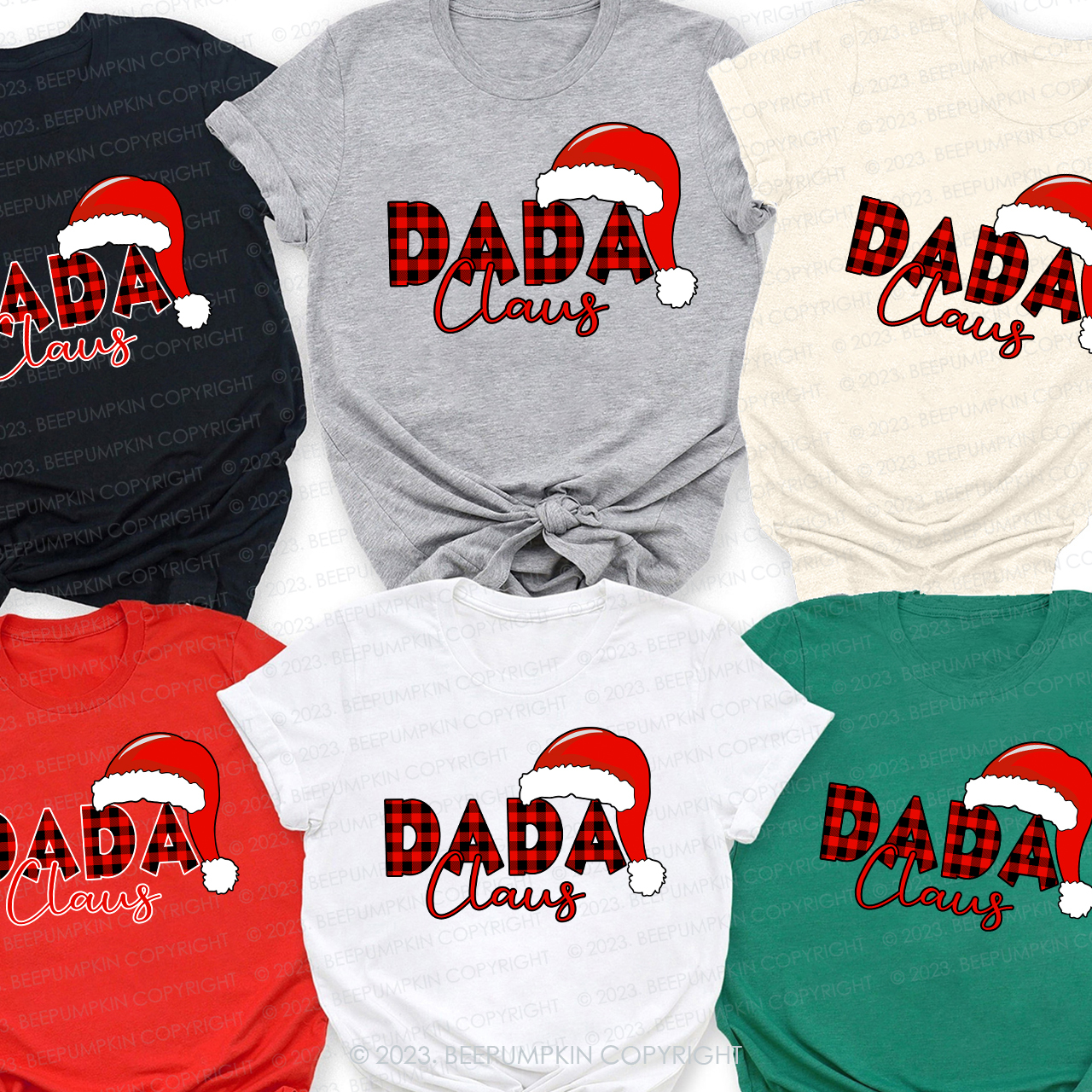 Personalized Plaid Claus Matching Family T-Shirt