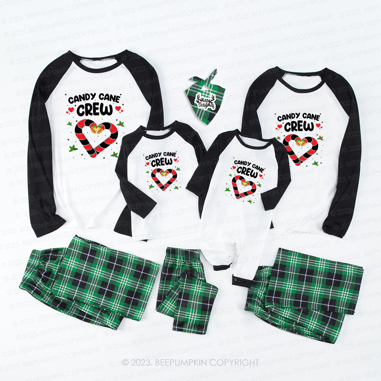 Candy Cane Crew Sweat Heart Matching Family Pajamas