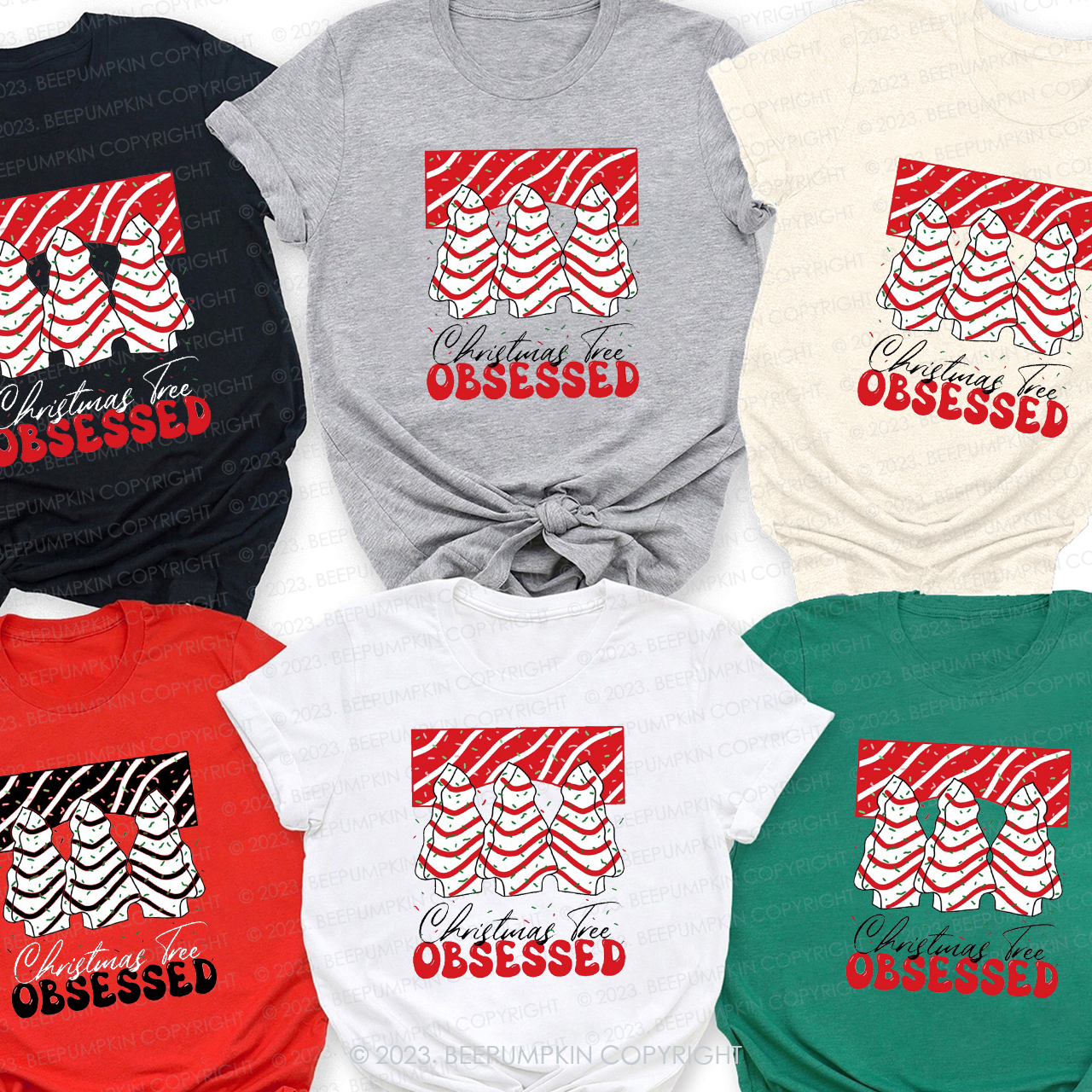 Christmas Tree Junkie Obsessed Retro Matching Shirt