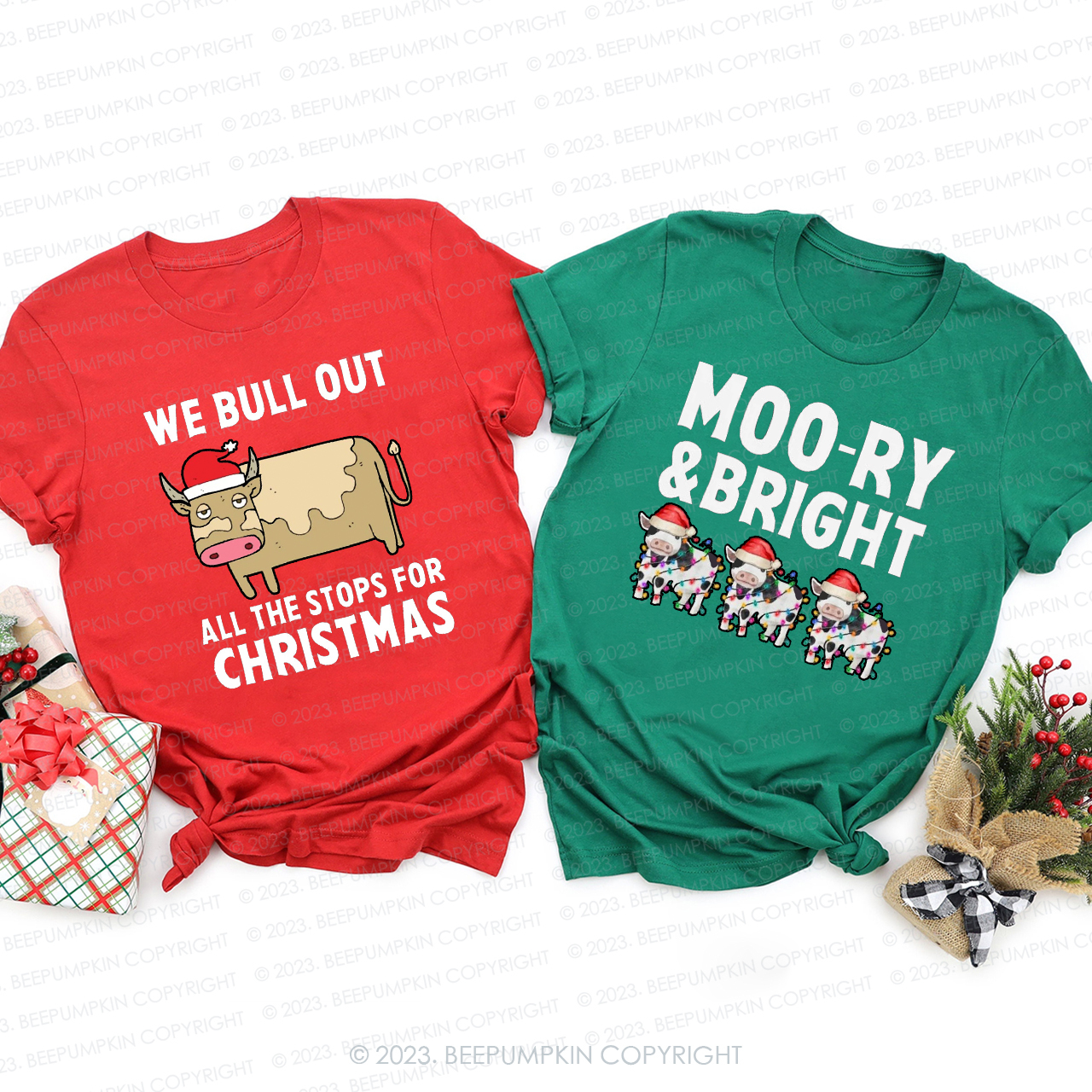 Funny Matching Family Cow Farm Christmas Shirts