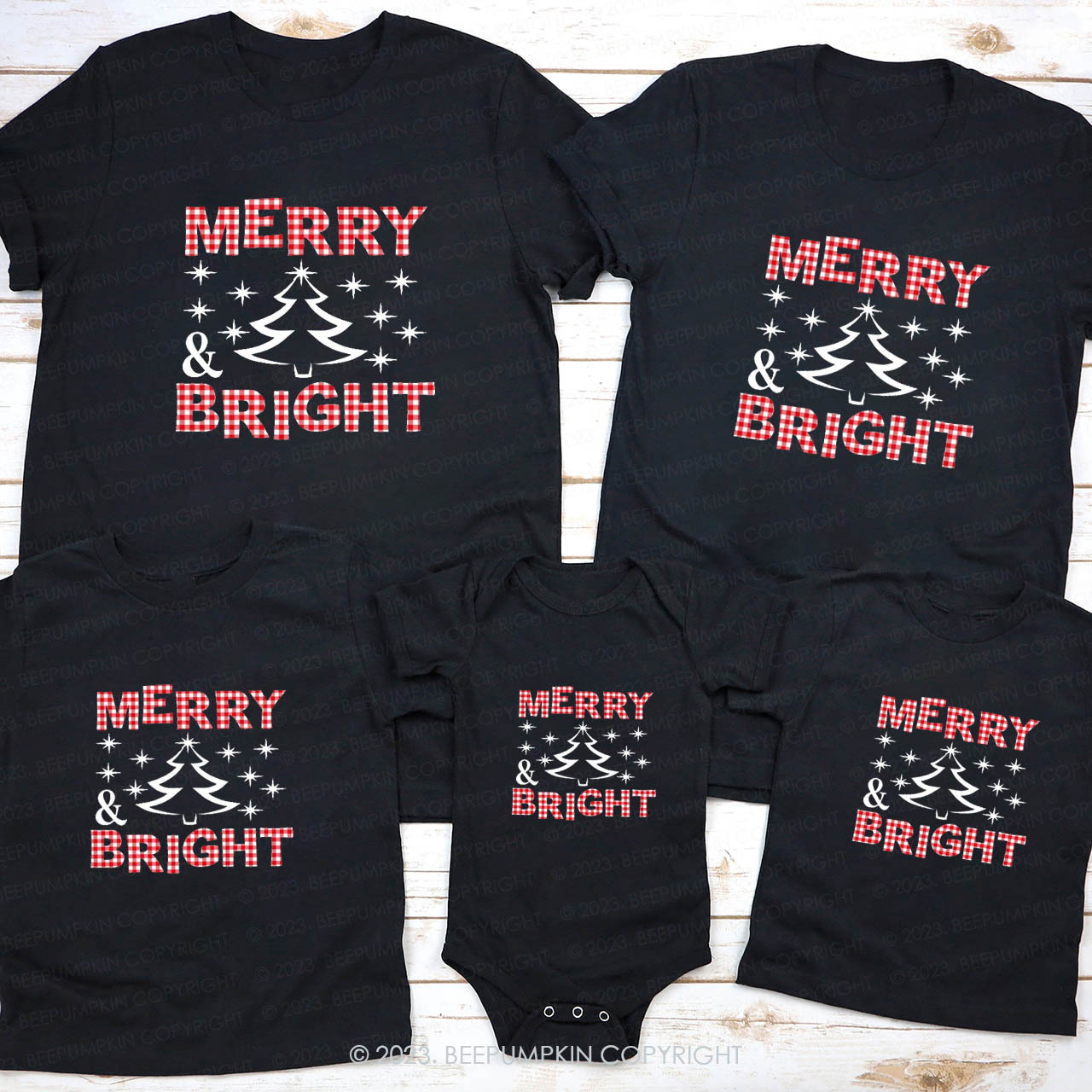 Family Christmas 2023 Bright Lighting Matching Shirts