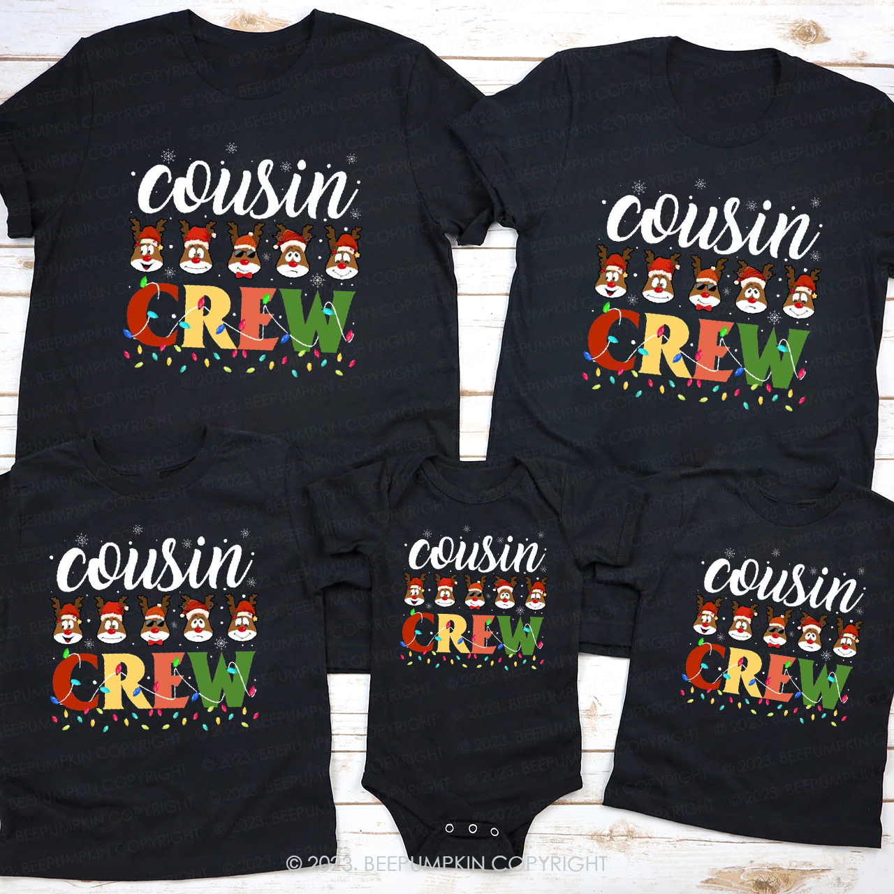 Reindeer Christmas Cousin Crew Family Gift Matching Shirt