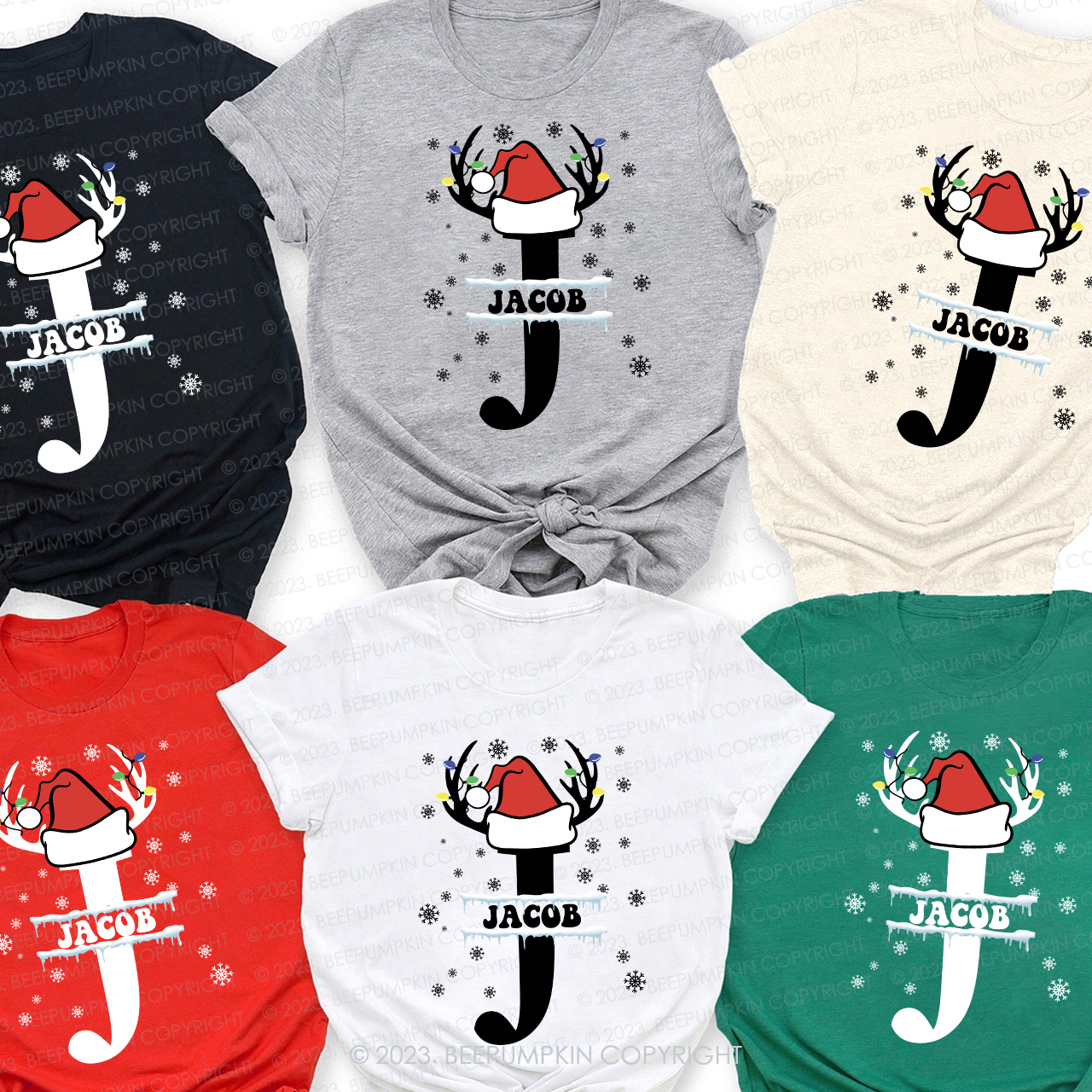 Custom Gift Monogrammed Family Christmas Shirts