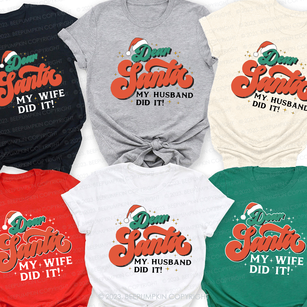 Cute Dear Santa Family Christmas Gift Matching Shirts