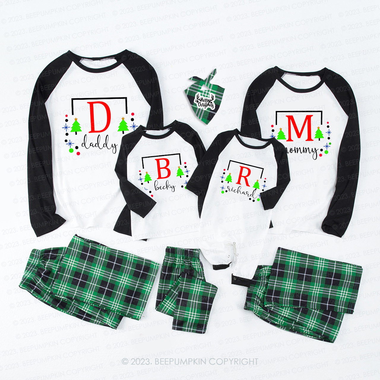 Personalized Custom Family Name Christmas Matching Pajamas