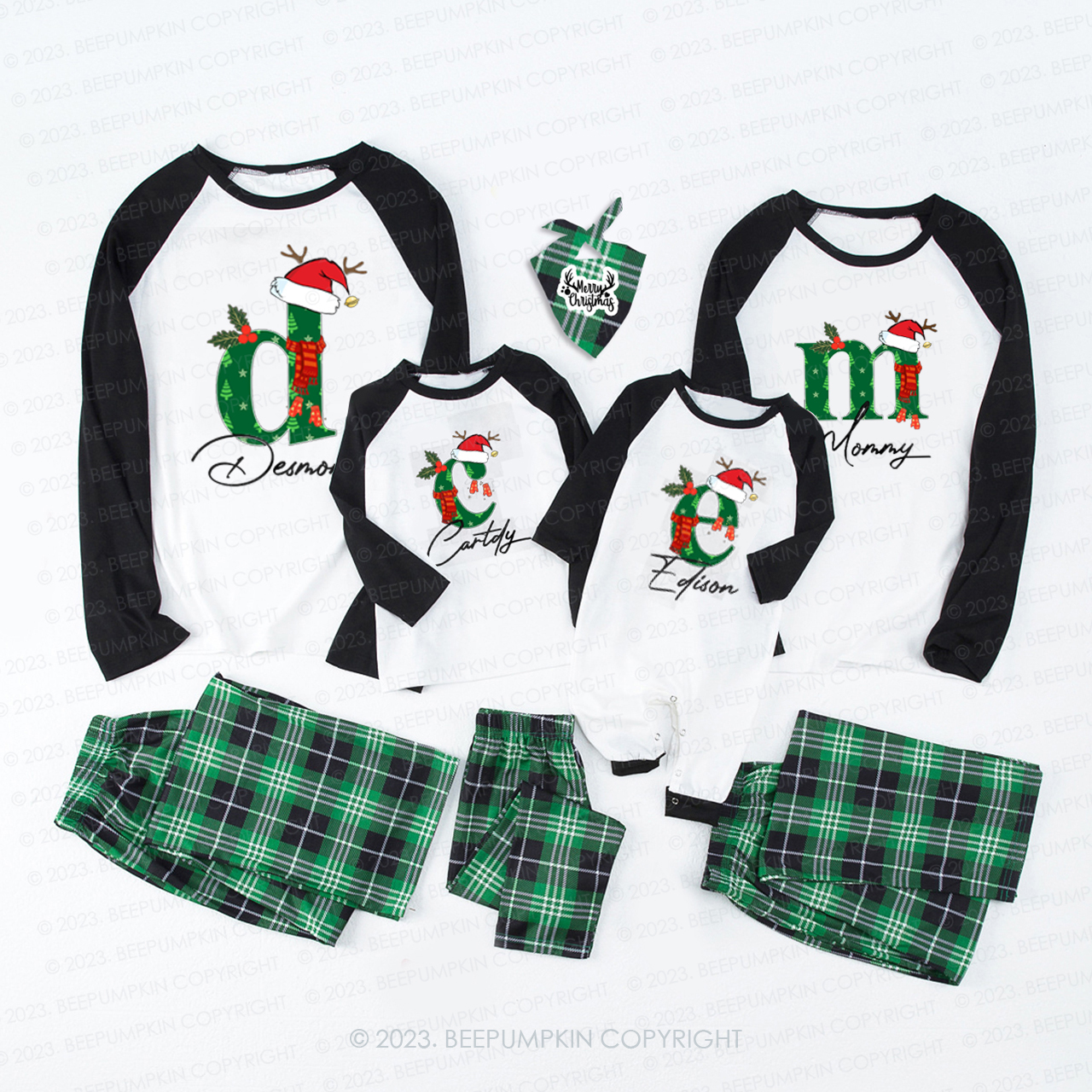 Personalized Lucky Monogrammed Family Christmas Matching Pajamas