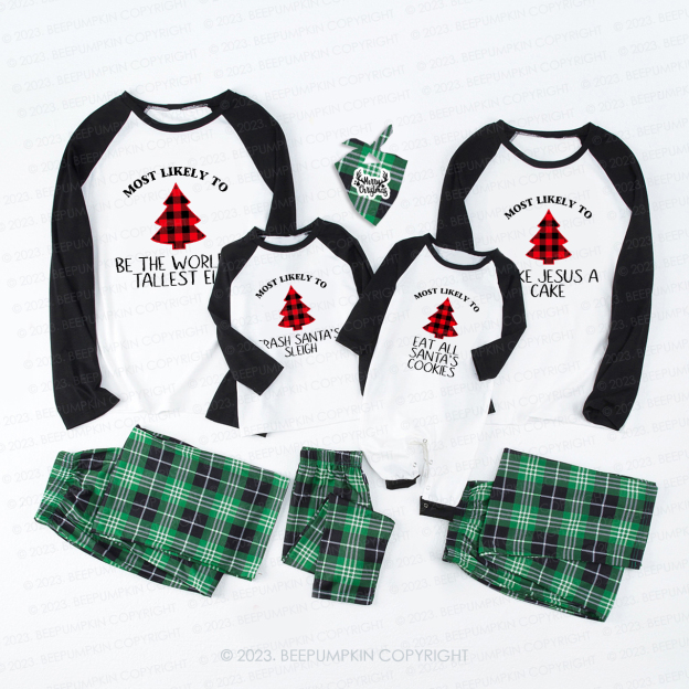 Buffalo Plaid Most Likely to, Funny Christmas Party Matching Pajamas