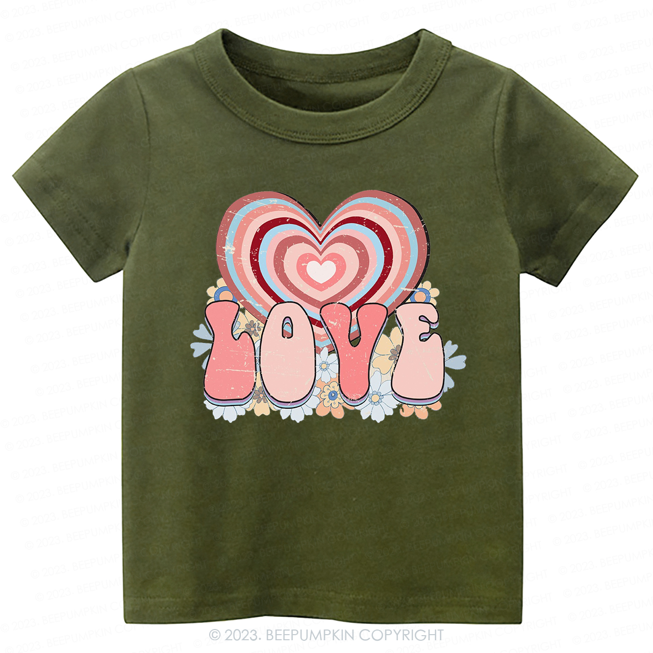Retro Love Heart Valentines Day -Toddler Tees