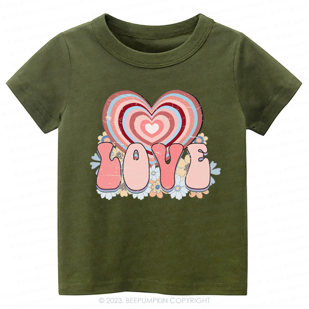 Retro Love Heart Valentines Day -Toddler Tees