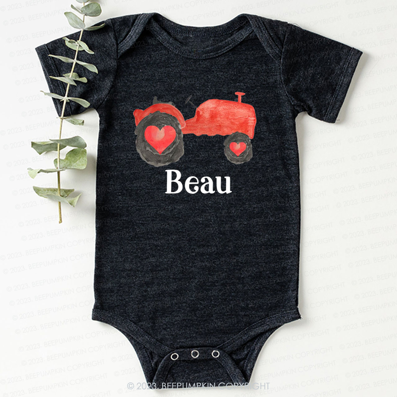 Personalized Valentine Tractor Bodysuit For Baby