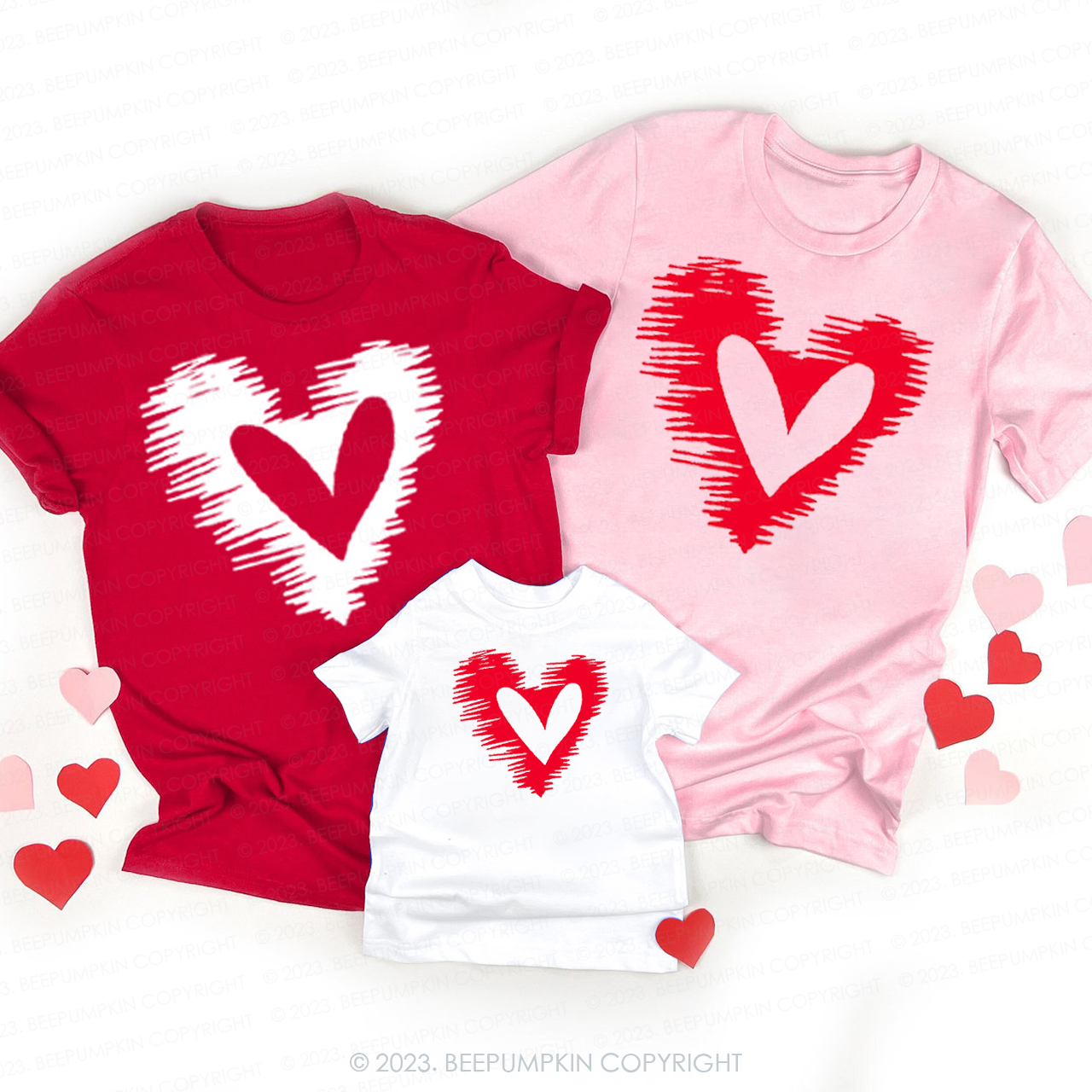 Couple Doodle Hearts Matching Valentine��s Shirts