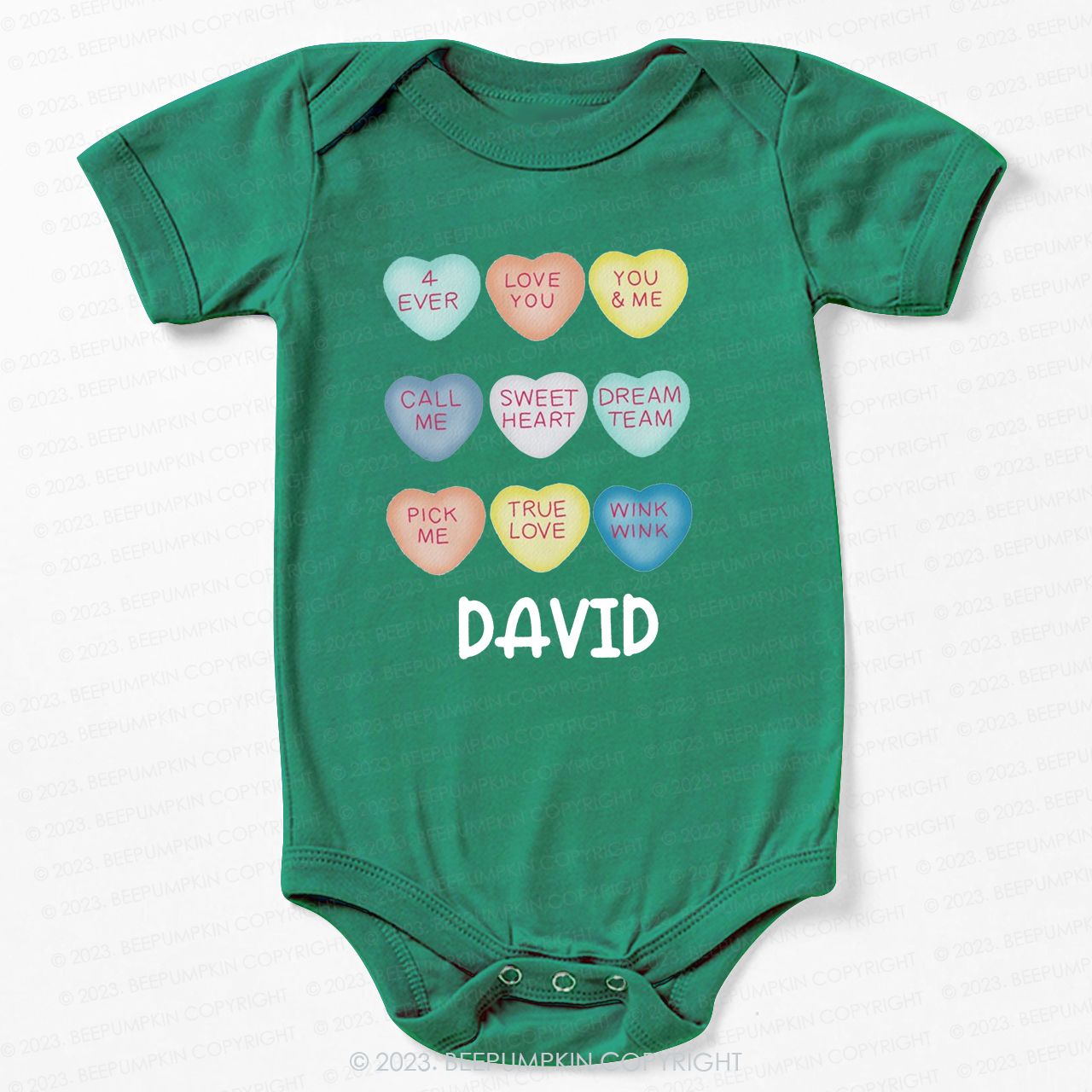 Personalized Colourful Valentine Heart Bodysuit For Baby